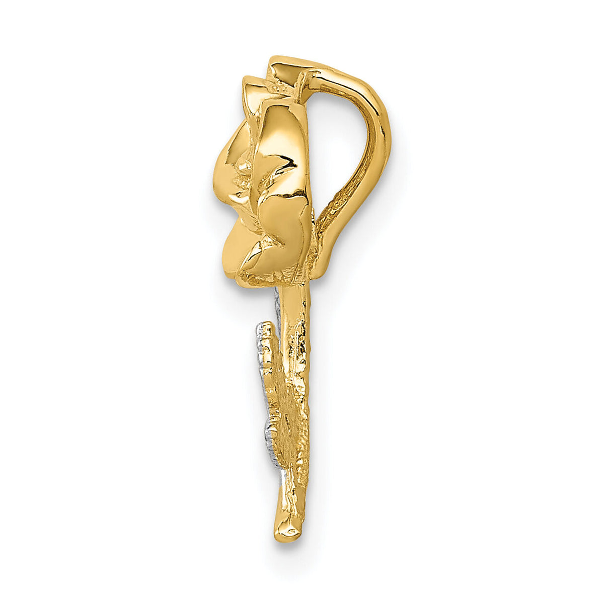 14k w/White Rhodium Polished Rose Chain Slide-K5969