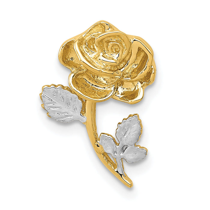 14k w/White Rhodium Polished Rose Chain Slide-K5969