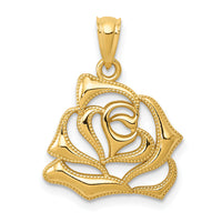 14k Polished Open Rose Pendant-K5970