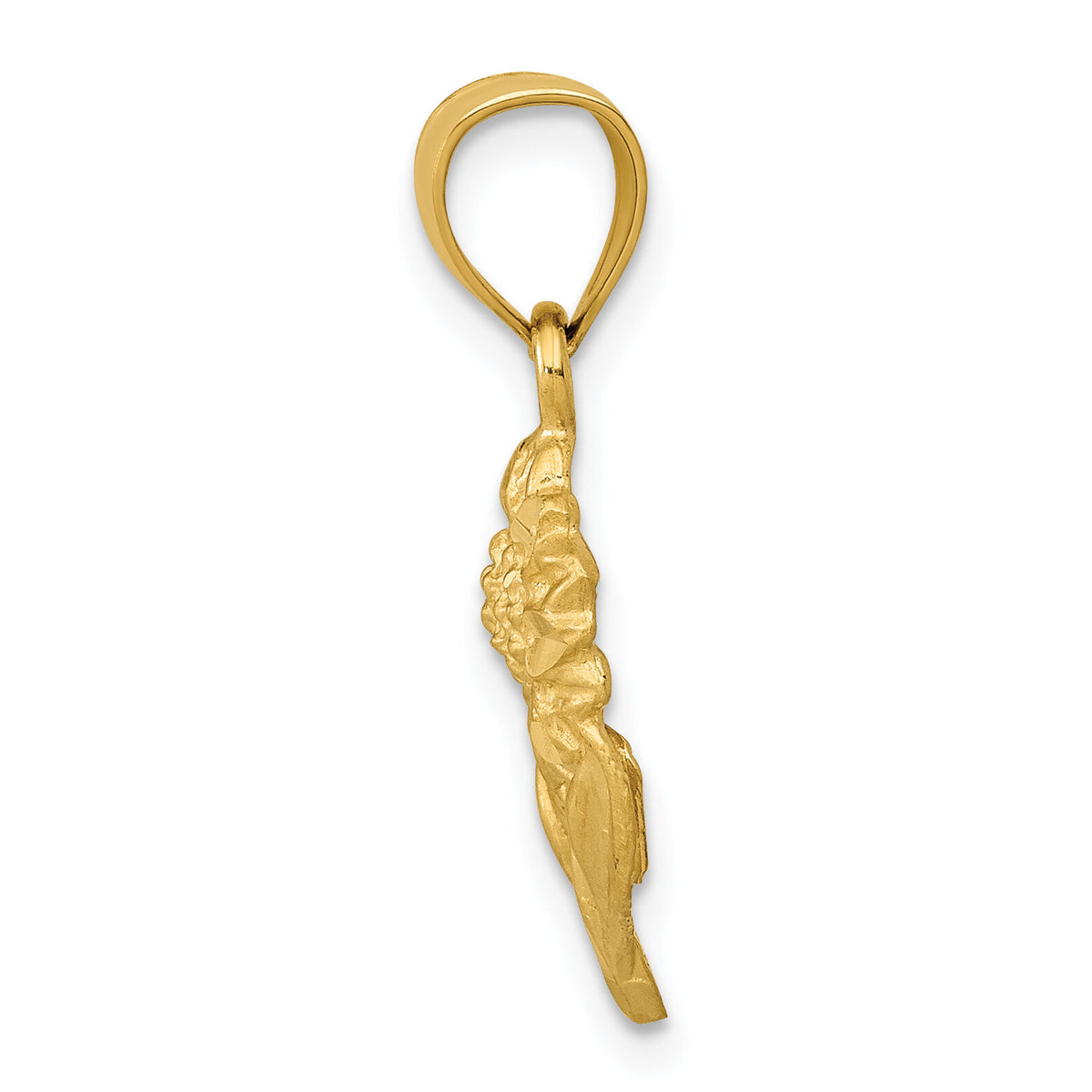 14k Satin Diamond-cut Sunflower Pendant-K5971