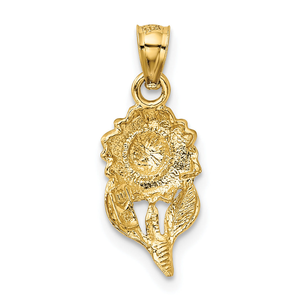 14k Satin Diamond-cut Sunflower Pendant-K5971