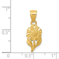 14k Satin Diamond-cut Sunflower Pendant-K5971