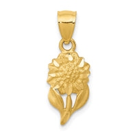14k Satin Diamond-cut Sunflower Pendant-K5971
