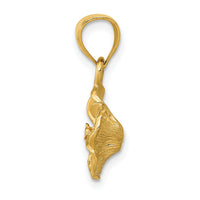 14k Satin Diamond-cut Hibiscus Pendant-K5972