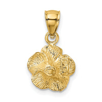 14k Satin Diamond-cut Hibiscus Pendant-K5972