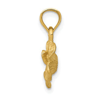 14k Satin Diamond-cut Hibiscus Flower Pendant-K5973