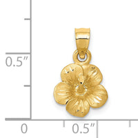 14k Satin Diamond-cut Hibiscus Flower Pendant-K5973
