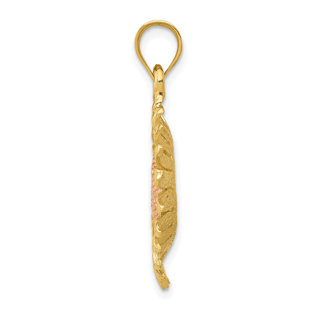 14k Two-tone Polished Sunflower Pendant-K5976