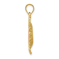 14k Two-tone Polished Sunflower Pendant-K5976