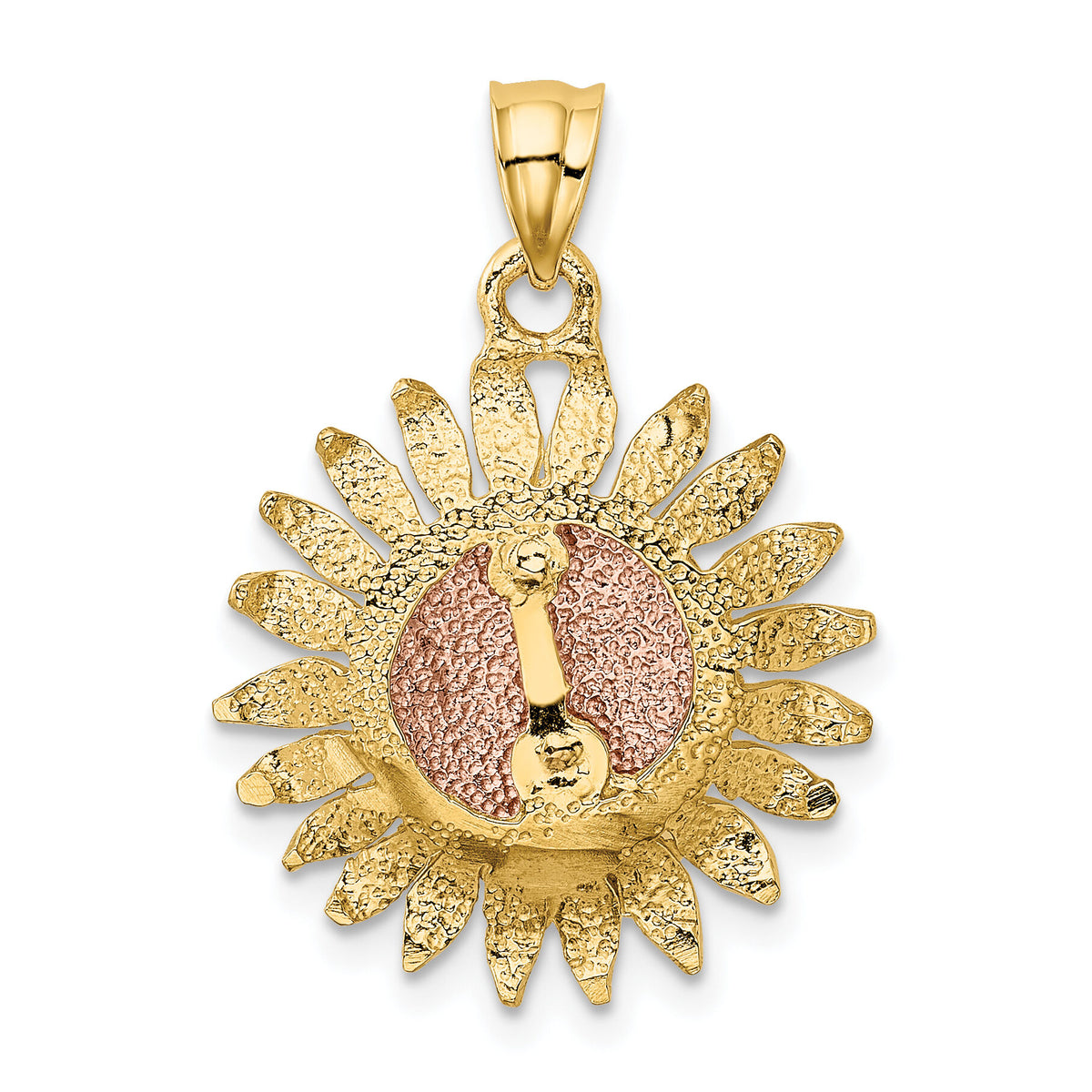14k Two-tone Polished Sunflower Pendant-K5976