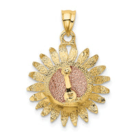 14k Two-tone Polished Sunflower Pendant-K5976