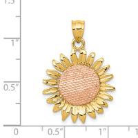 14k Two-tone Polished Sunflower Pendant-K5976