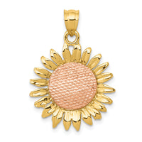 14k Two-tone Polished Sunflower Pendant-K5976