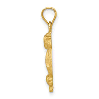 14k Satin Diamond-cut Owl Pendant-K5977