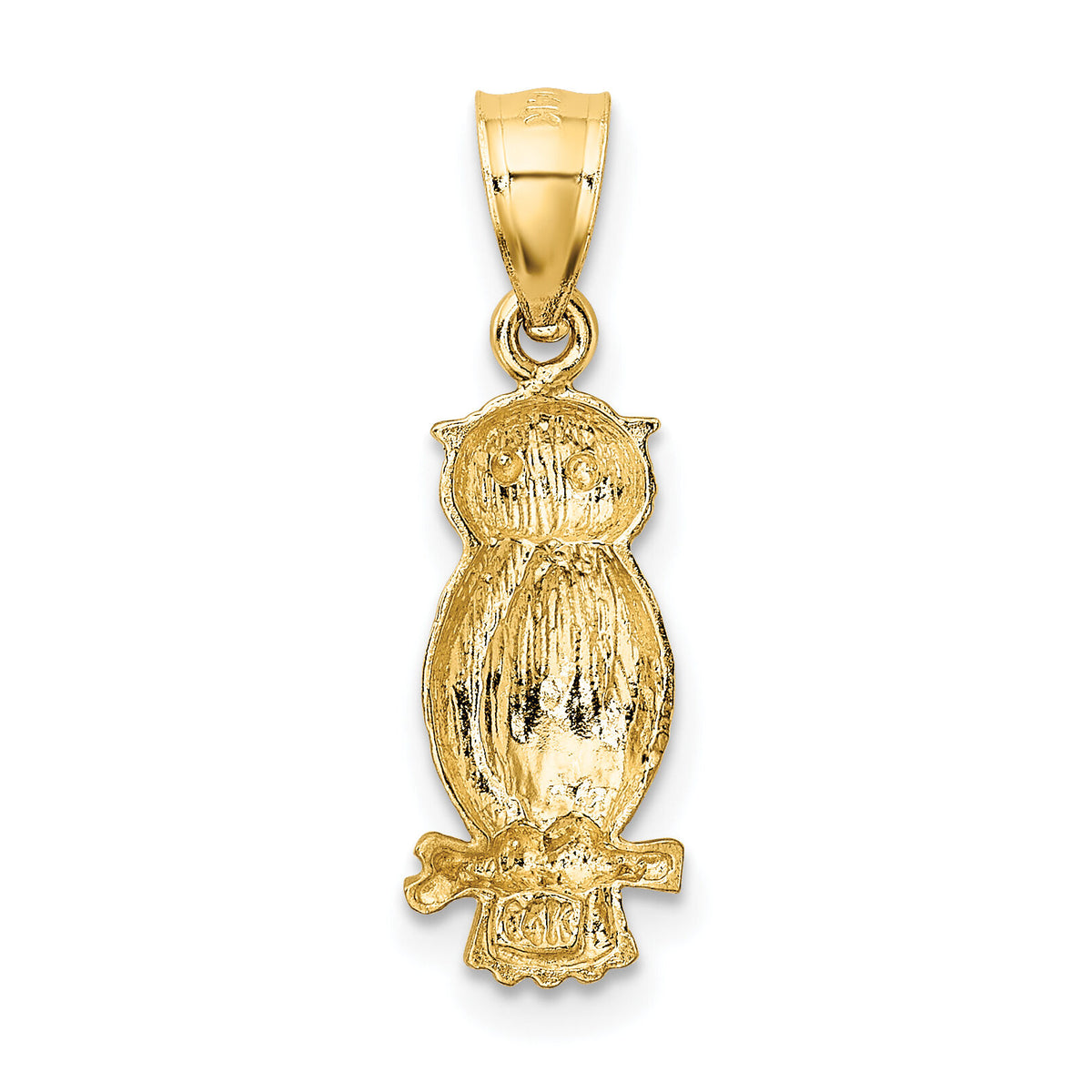14k Satin Diamond-cut Owl Pendant-K5977