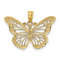 14k w/ Rhodium Diamond-cut Polished Open Butterfly Pendant-K5985