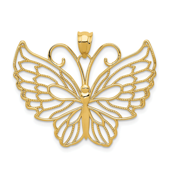 14k Polished Butterfly Pendant-K5986