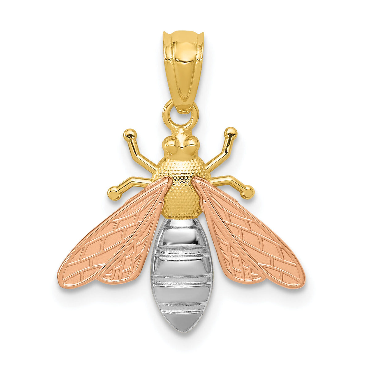 14k Two-tone w/White Rhodium Polished Bee Pendant-K5989