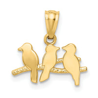 14k Polished Three Birds on a Branch Pendant-K5991