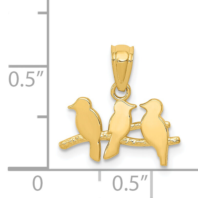 14k Polished Three Birds on a Branch Pendant-K5991