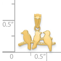 14k Polished Three Birds on a Branch Pendant-K5991