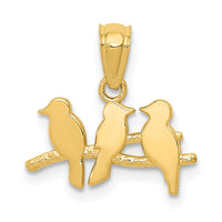 14k Polished Three Birds on a Branch Pendant-K5991