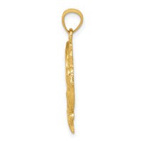 14k Polished Hummingbird w/Flower Pendant-K5993