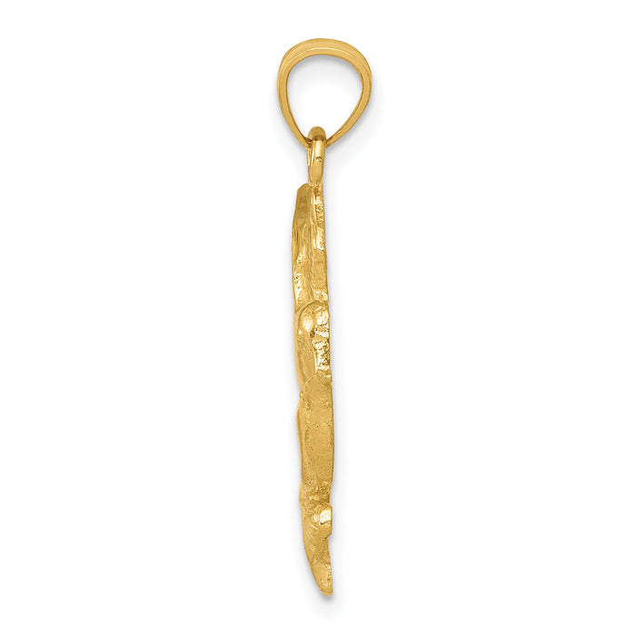 14k Polished Hummingbird w/Flower Pendant-K5993