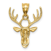 14k Polished Deer Head Pendant-K5999