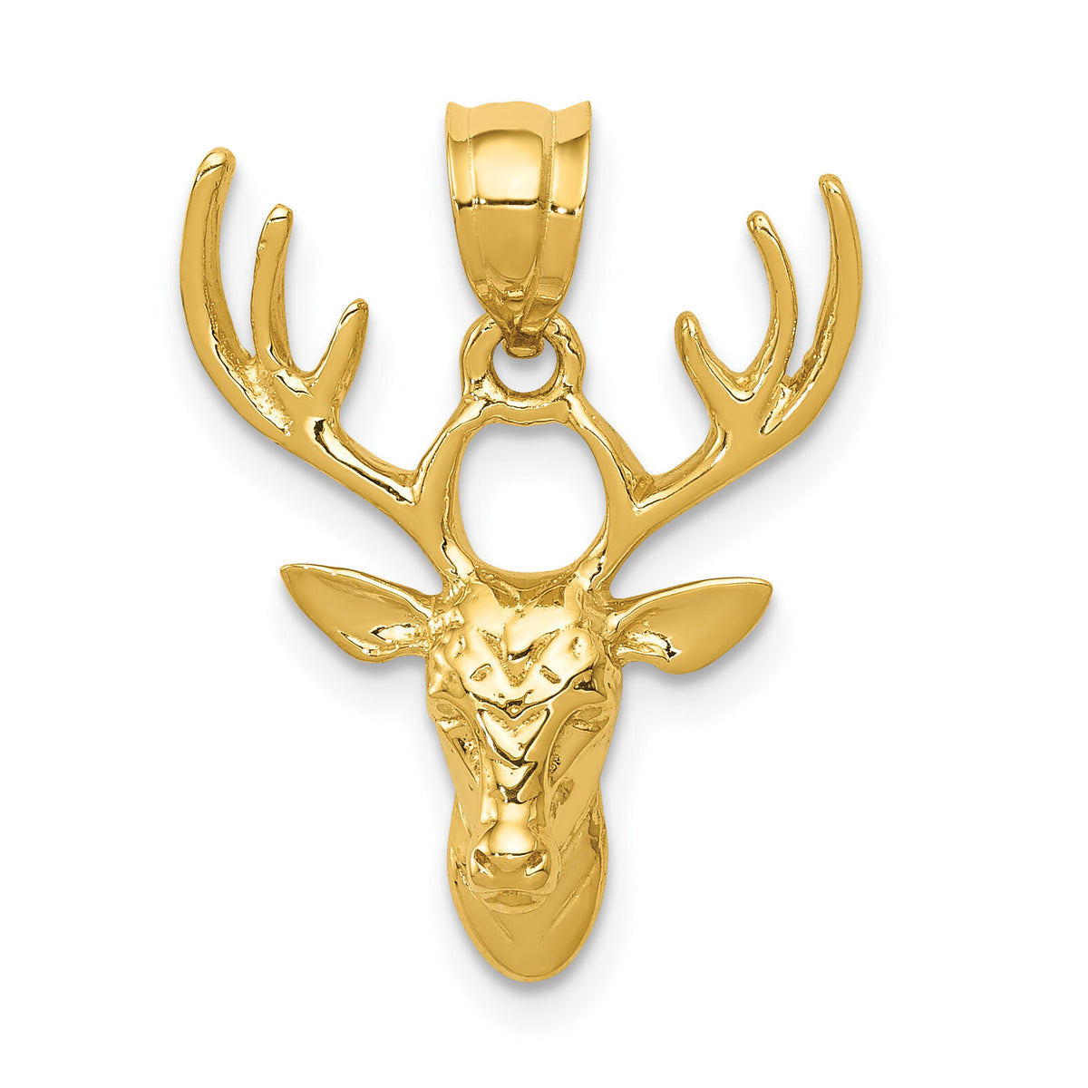 14k Polished Deer Head Pendant-K5999