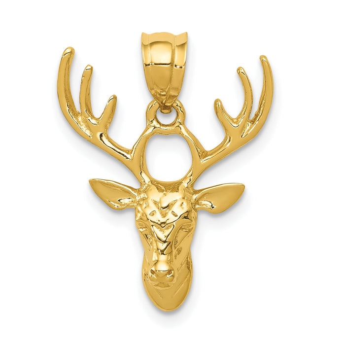 14k Polished Deer Head Pendant-K5999