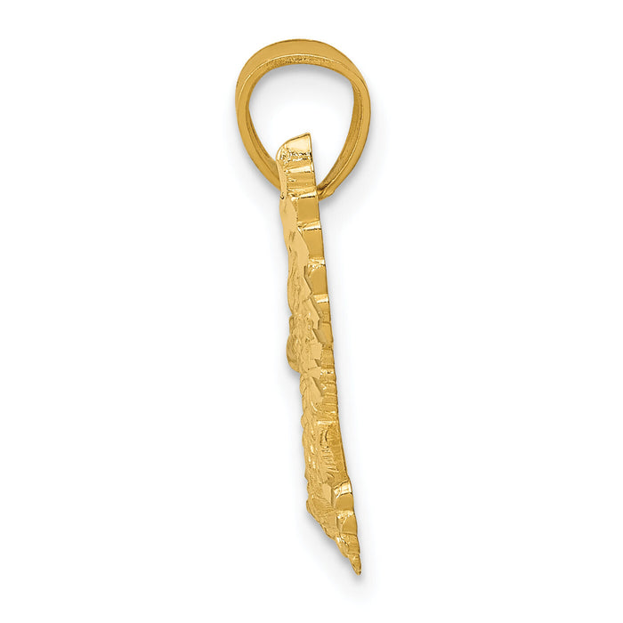 14k Diamond-cut Eagle Pendant-K6000