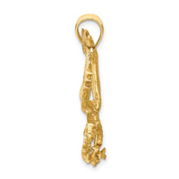 14k Satin Diamond-cut Eagle Pendant-K6001