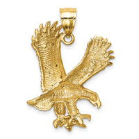 14k Satin Diamond-cut Eagle Pendant-K6001