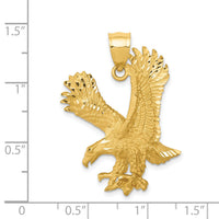 14k Satin Diamond-cut Eagle Pendant-K6001