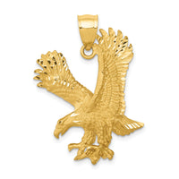 14k Satin Diamond-cut Eagle Pendant-K6001