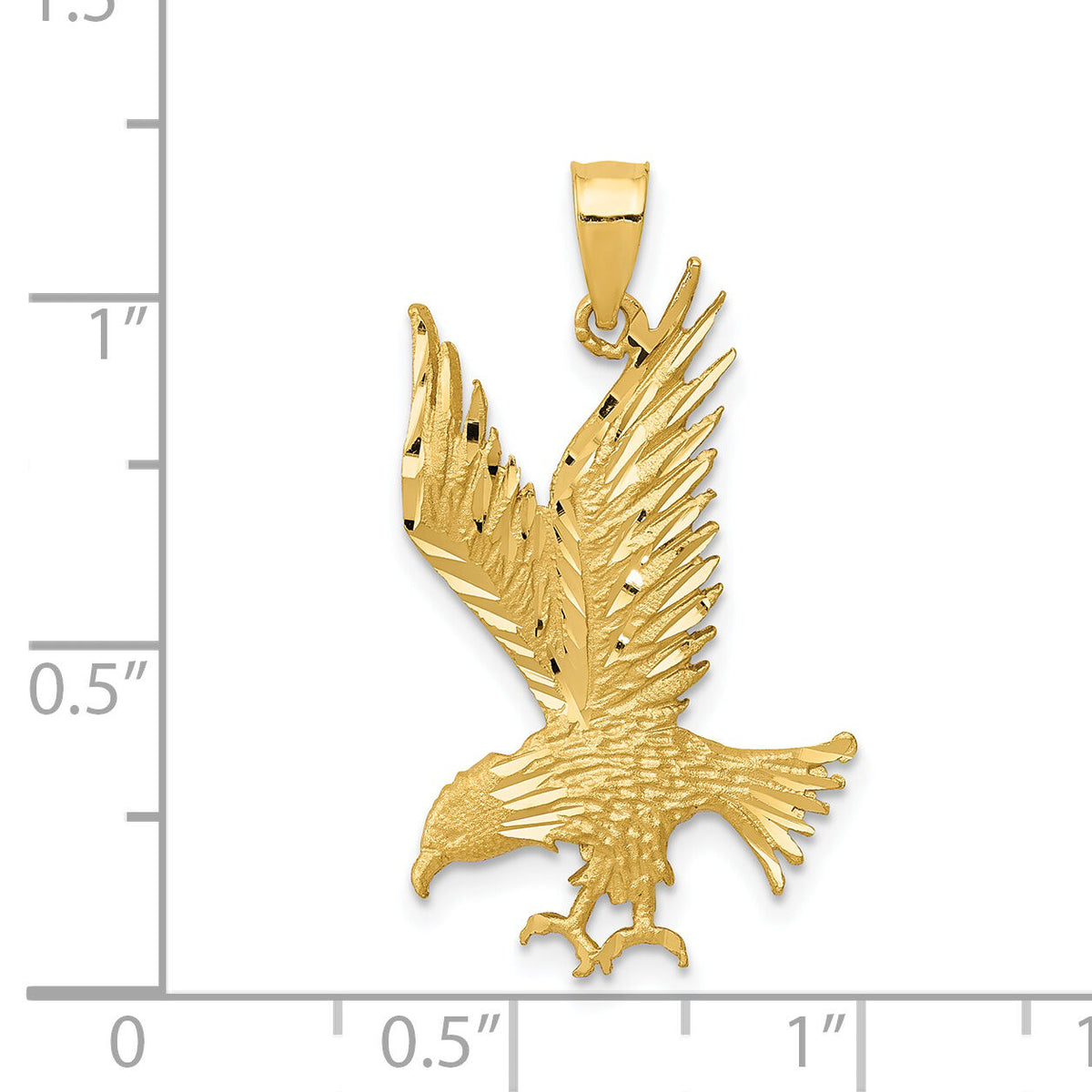 14k Polished and Diamond-cut Eagle Pendant-K6003