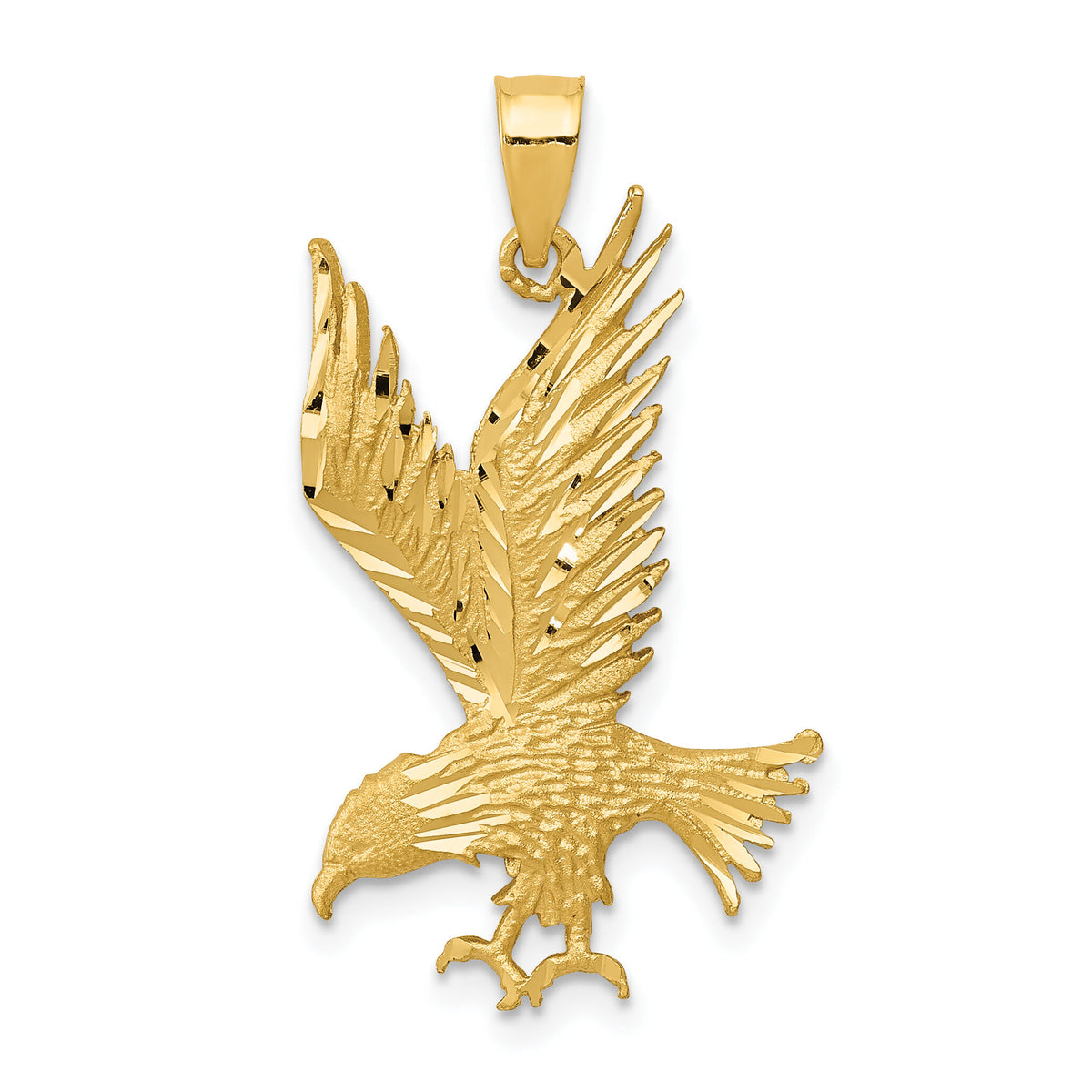 14k Polished and Diamond-cut Eagle Pendant-K6003