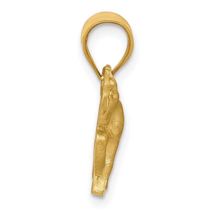 14k Satin Diamond-cut Horse Pendant-K6005