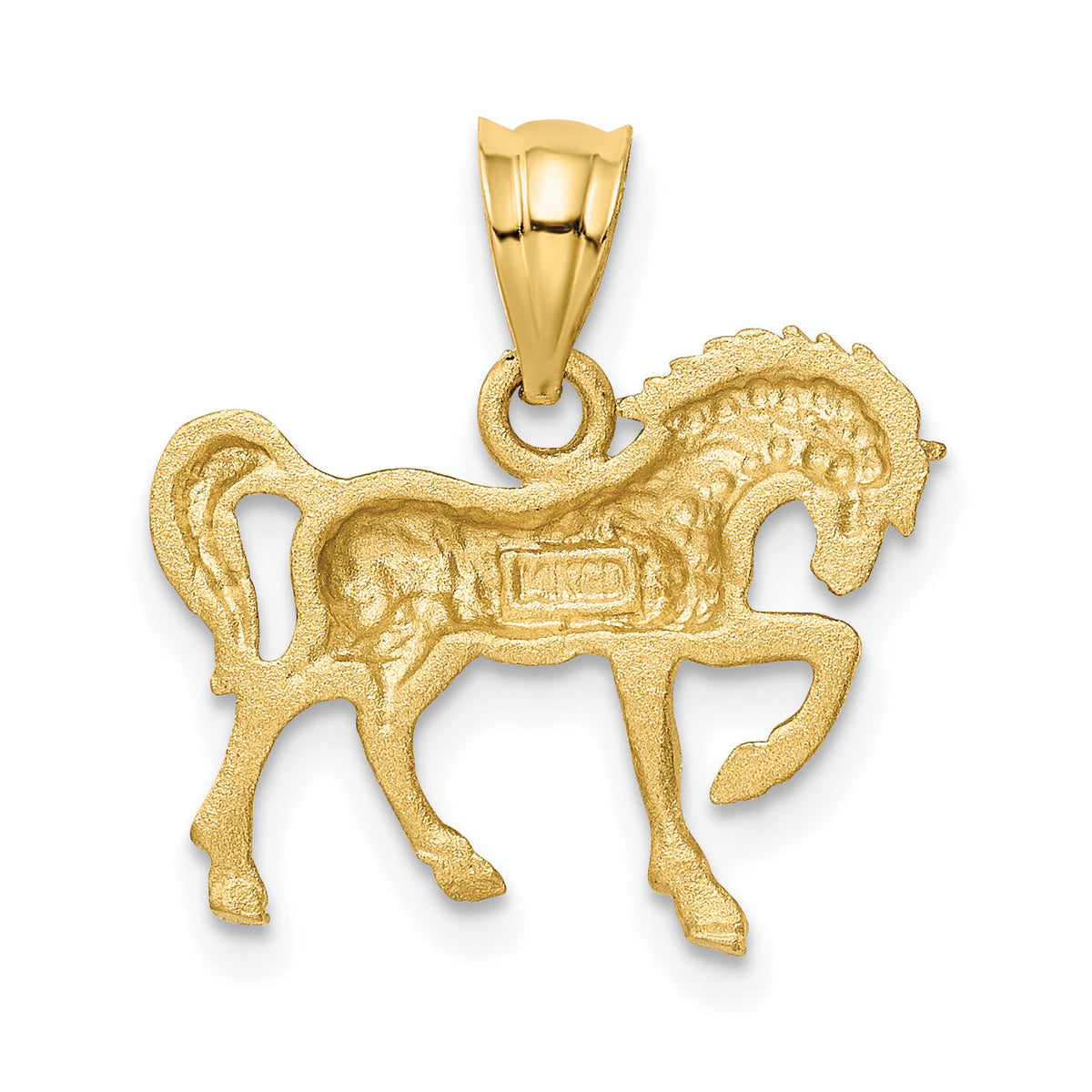 14k Satin Diamond-cut Horse Pendant-K6005