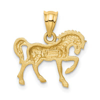 14k Satin Diamond-cut Horse Pendant-K6005