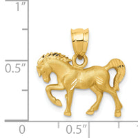 14k Satin Diamond-cut Horse Pendant-K6005