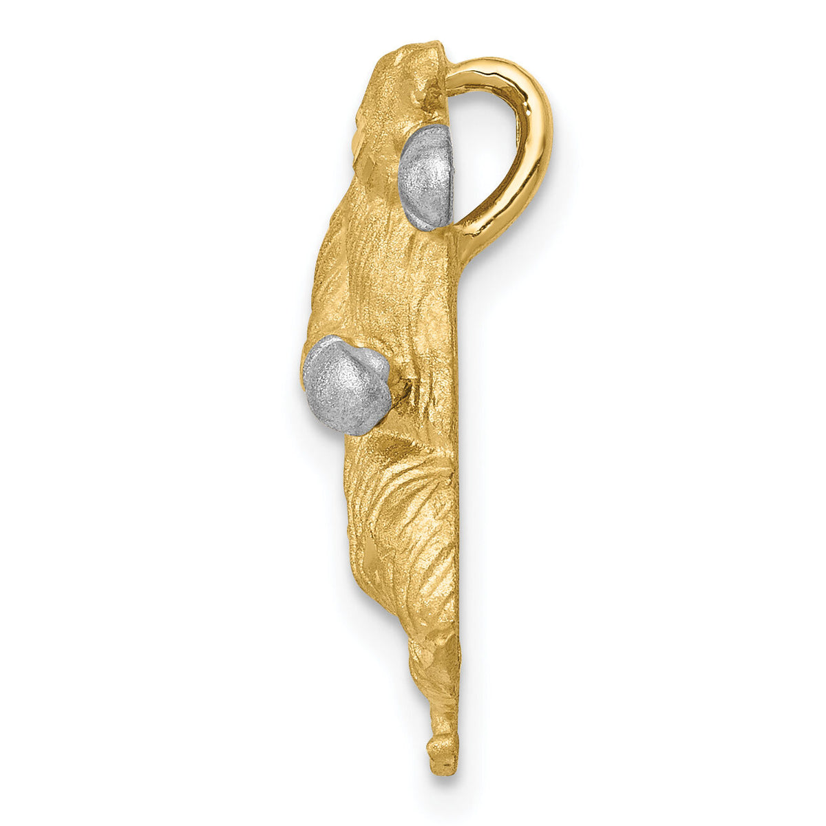 14k w/White Rhodium Satin D/C Boxing Bear Chain Slide-K6009