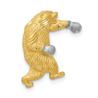 14k w/White Rhodium Satin D/C Boxing Bear Chain Slide-K6009