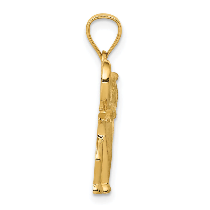 14k Polished / Satin Elephant Pendant-K6012