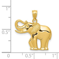 14k Polished / Satin Elephant Pendant-K6012