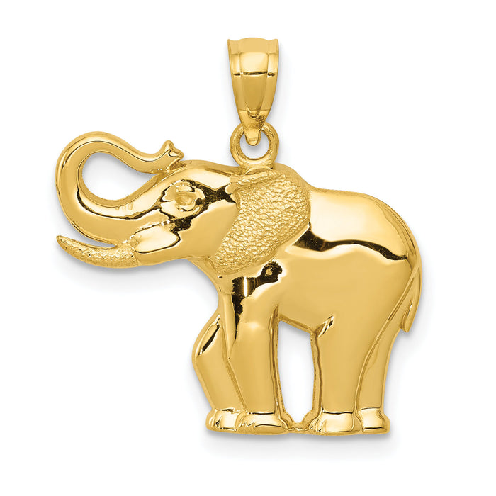 14k Polished / Satin Elephant Pendant-K6012