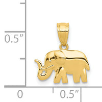 14k Polished Elephant Pendant-K6014