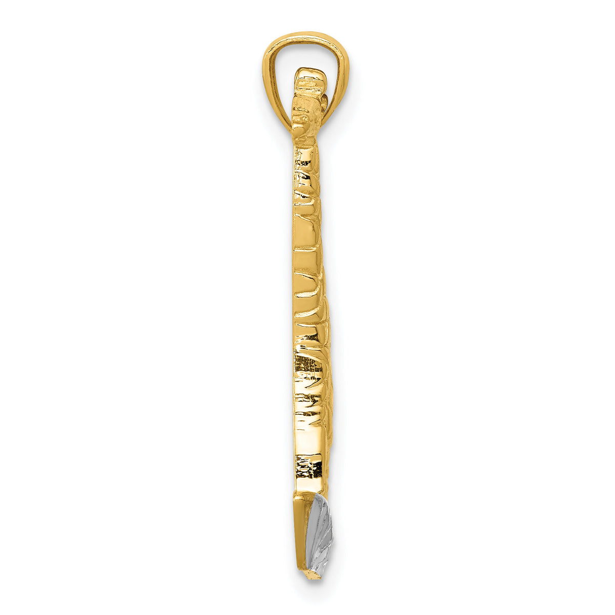 14k w/Rhodium Diamond-cut Polished Giraffe Pendant-K6016