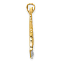 14k w/Rhodium Diamond-cut Polished Giraffe Pendant-K6016